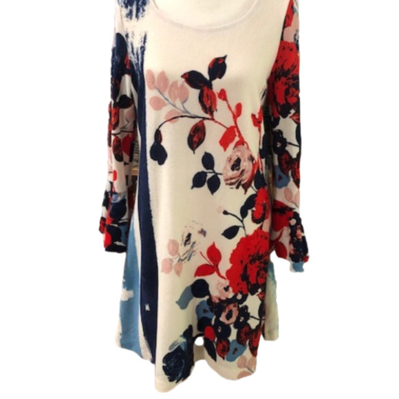 𝅺Anthropologie Maeve Anthousai Floral Sweater Shift Dress, Size Medium - Picture 5 of 9